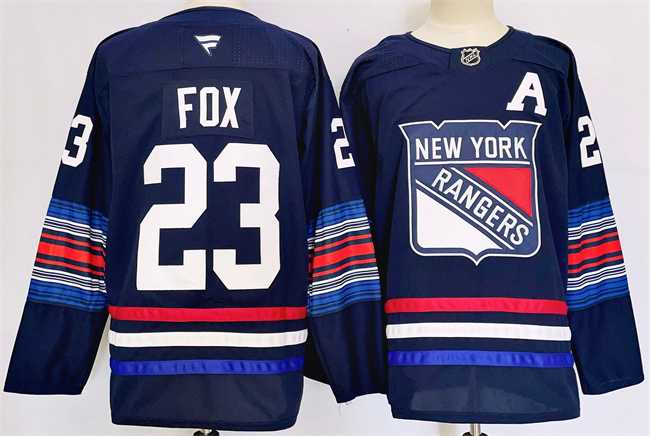 Mens New York Rangers #23 Adam Fox Navy 2024-25 Stitched Jersey->new york rangers->NHL Jersey